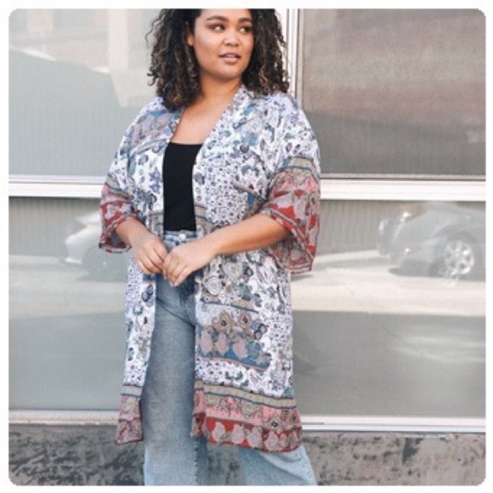 Multi Print Boho Long Kimono - Picture 4 of 8